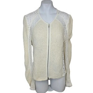 Marc Cain Womens  Crochet Lace Zip Up Sweater Size N3 / US 8